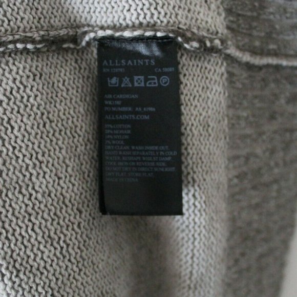 All Saints Air Cardigan Mohair Open Knit Grey Sweater Size US 0 - Picture 7 of 7